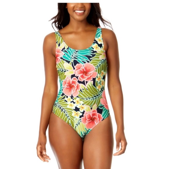 Hurley Ladies’ Swimsuit 1-Piece Pink Floral, UPF 50+ Adjustable Straps, Size M - Picture 2 of 14